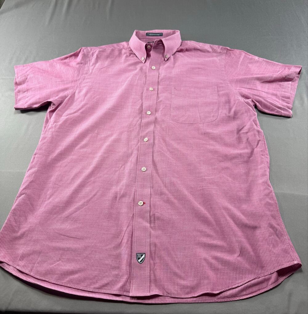Daniel Cremieux Men’s Large Pink Micro Check Button Down Short Sleeve Shirt